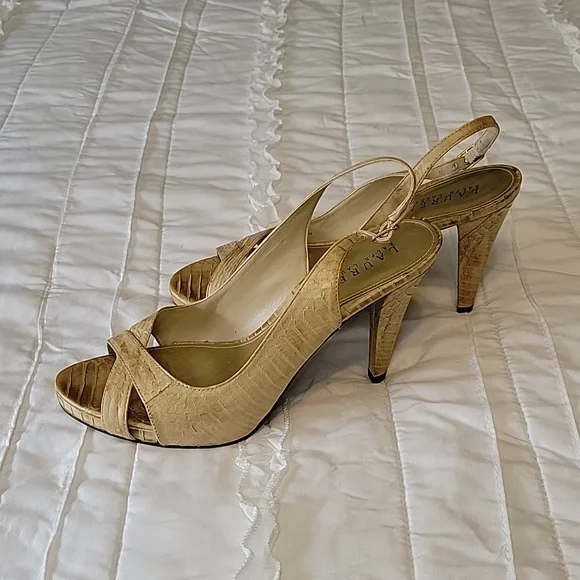 Ralph Lauren Peep Toe Sandals with Heels Tan Color size 8 - Picture 8 of 11
